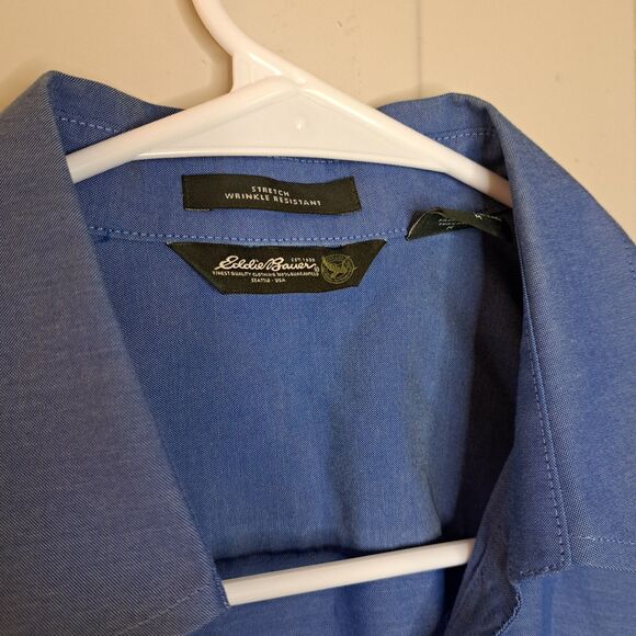 Eddie Bauer Women Shirt Blue Wrinkle Resistant Stretch Size M Button Up - Picture 6 of 10